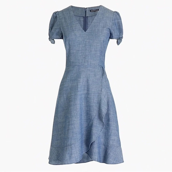 J. Crew Factory Chambray Wrap Dress Size 4 - Picture 4 of 15